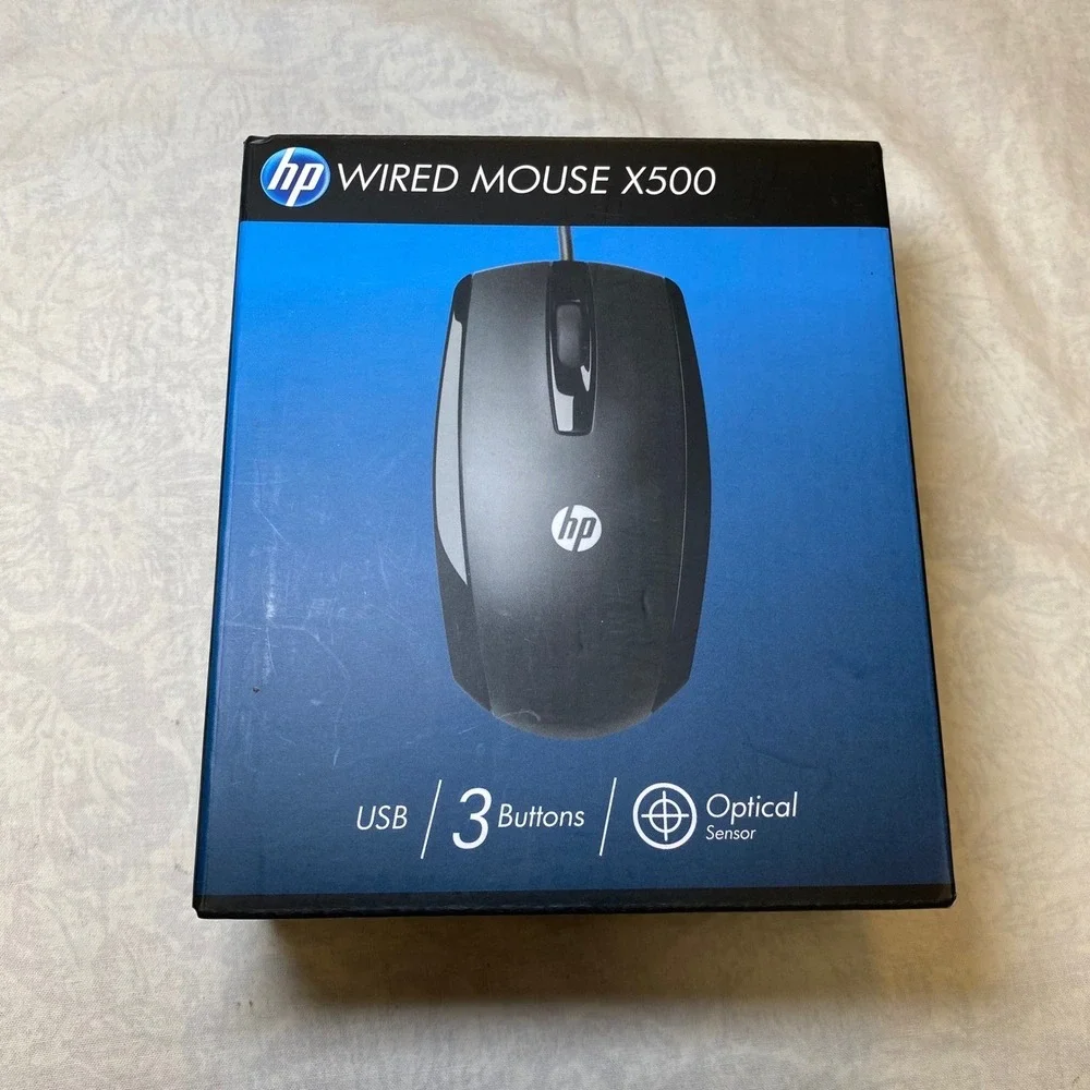 HP X500 Wired USB Mouse Black Optical 3-Button Ambidextrous E5E76AA NIB Sealed‎